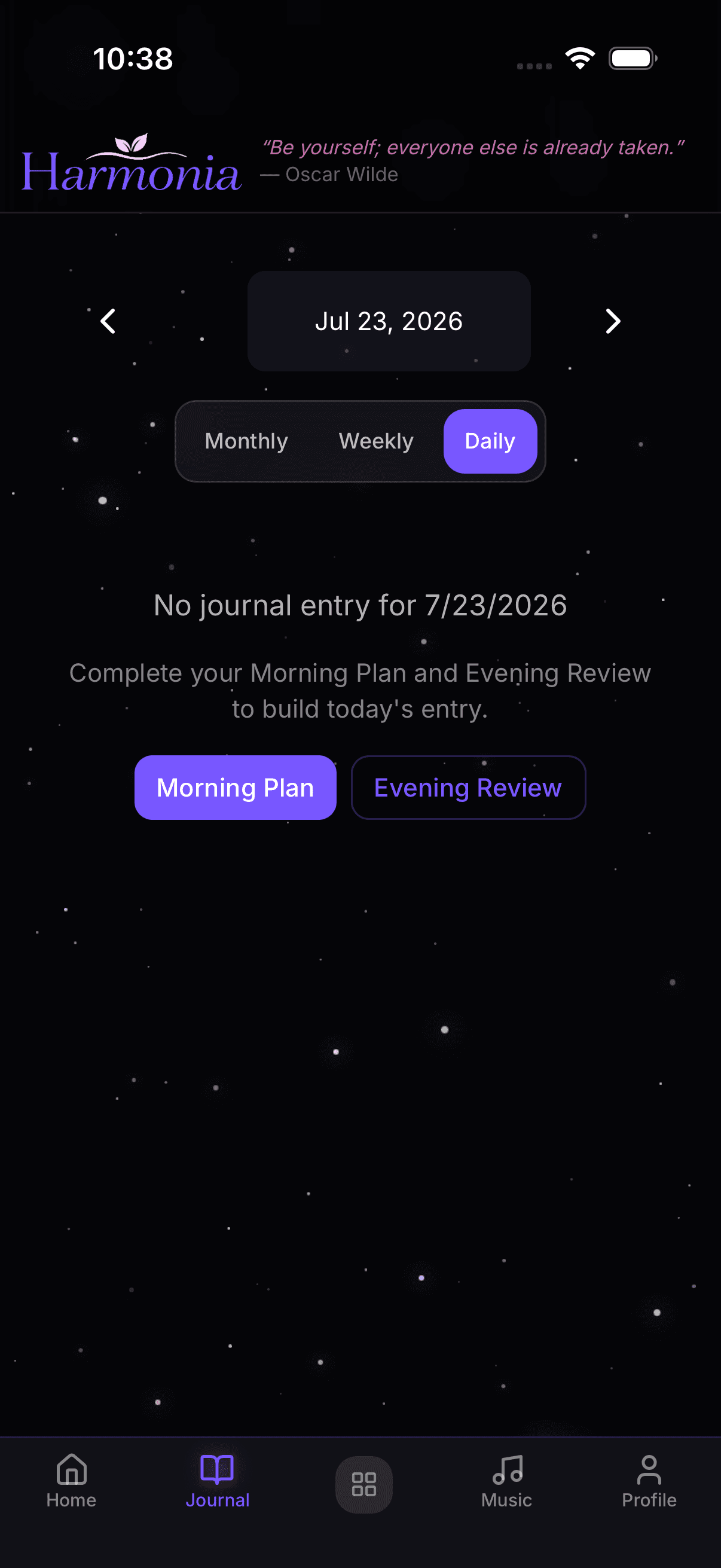 Harmonia Journal on iPhone