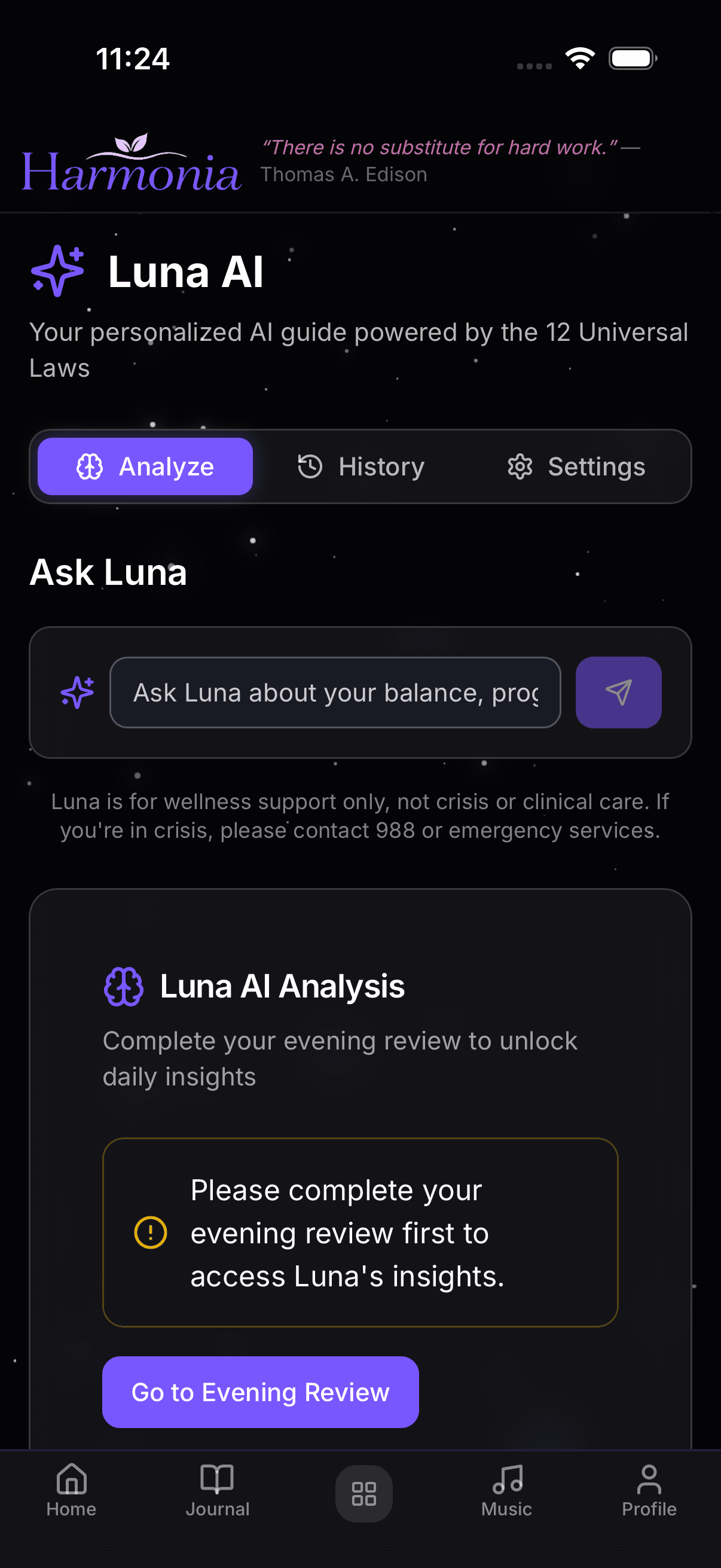Harmonia Luna AI on iPhone