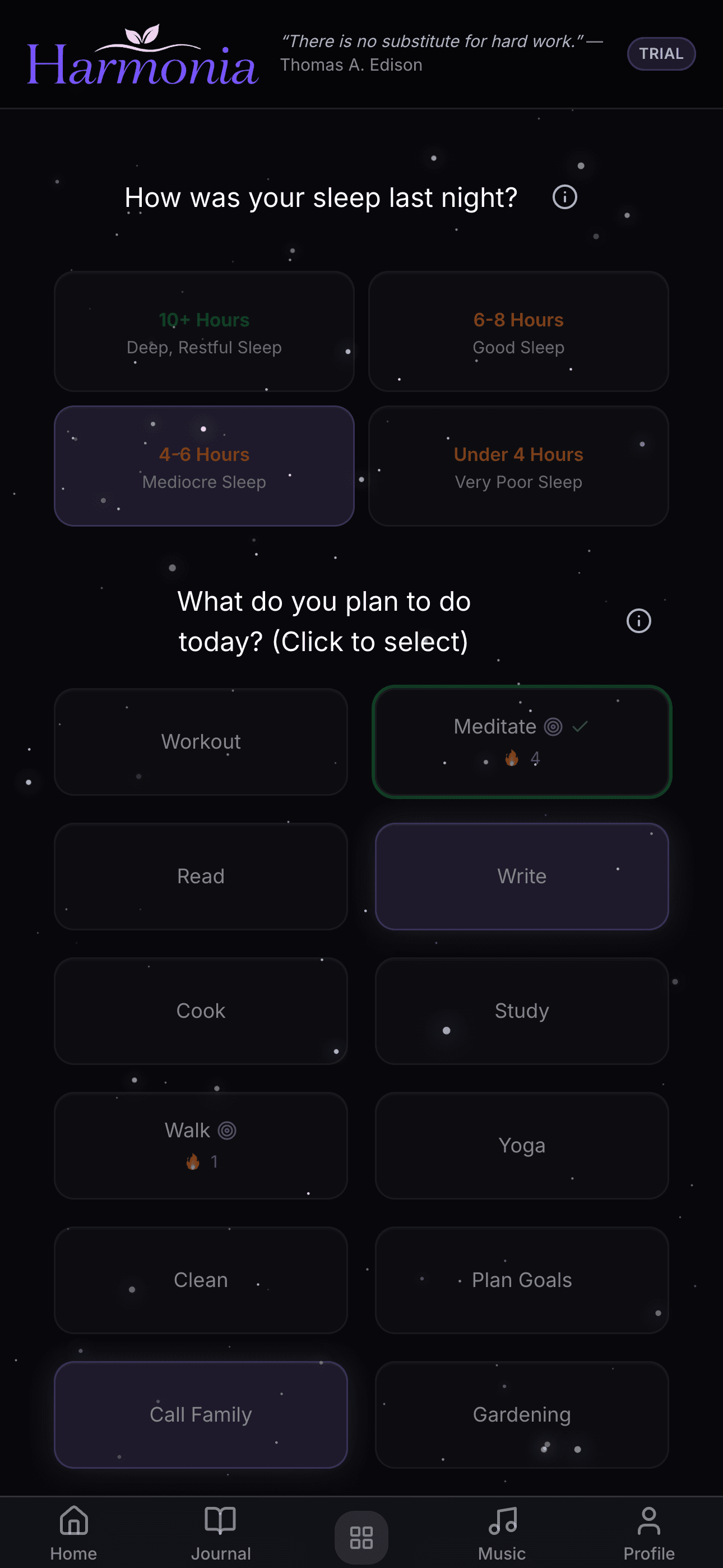 Harmonia Morning Plan on iPhone